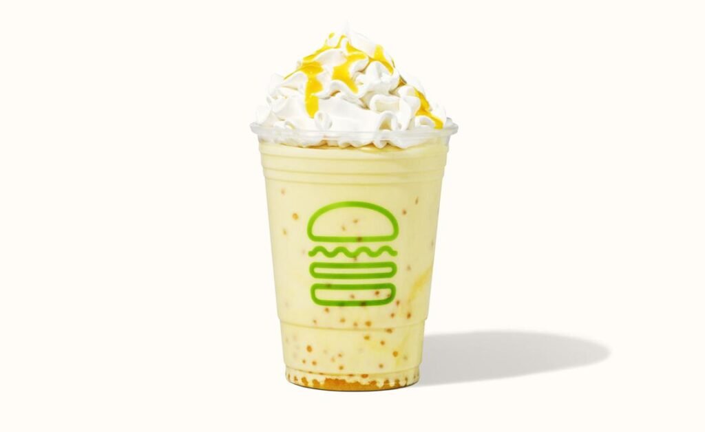 Tropical mango shake with passion fruit boba